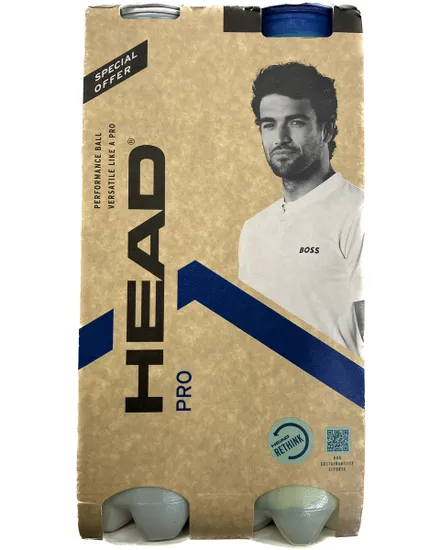 HEAD PRO Tube de 4 balles de tennis DUOPACK