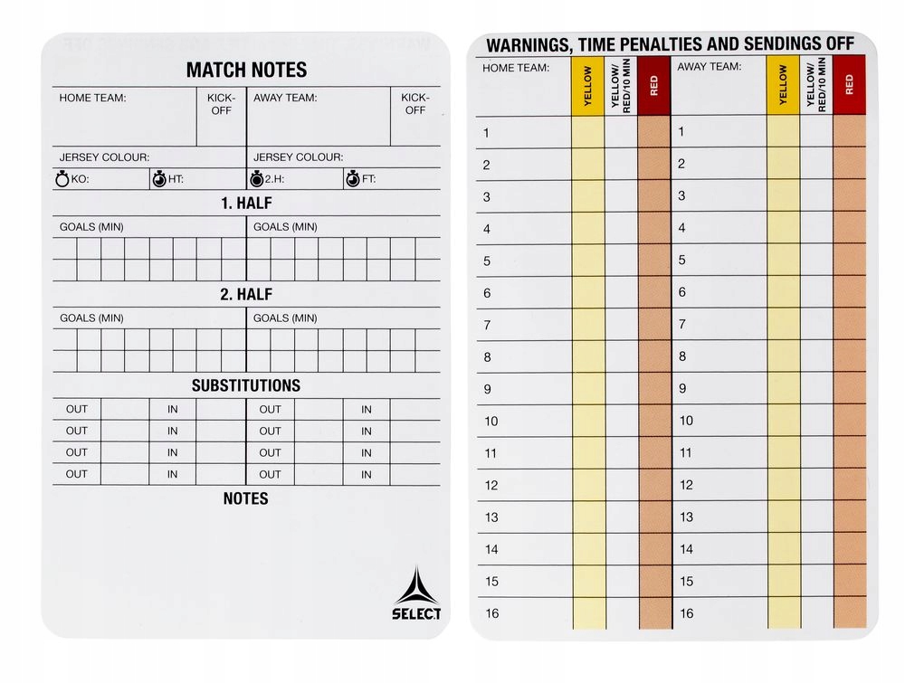 [7491000120] Select set de cartons de notes pour arbitre de football