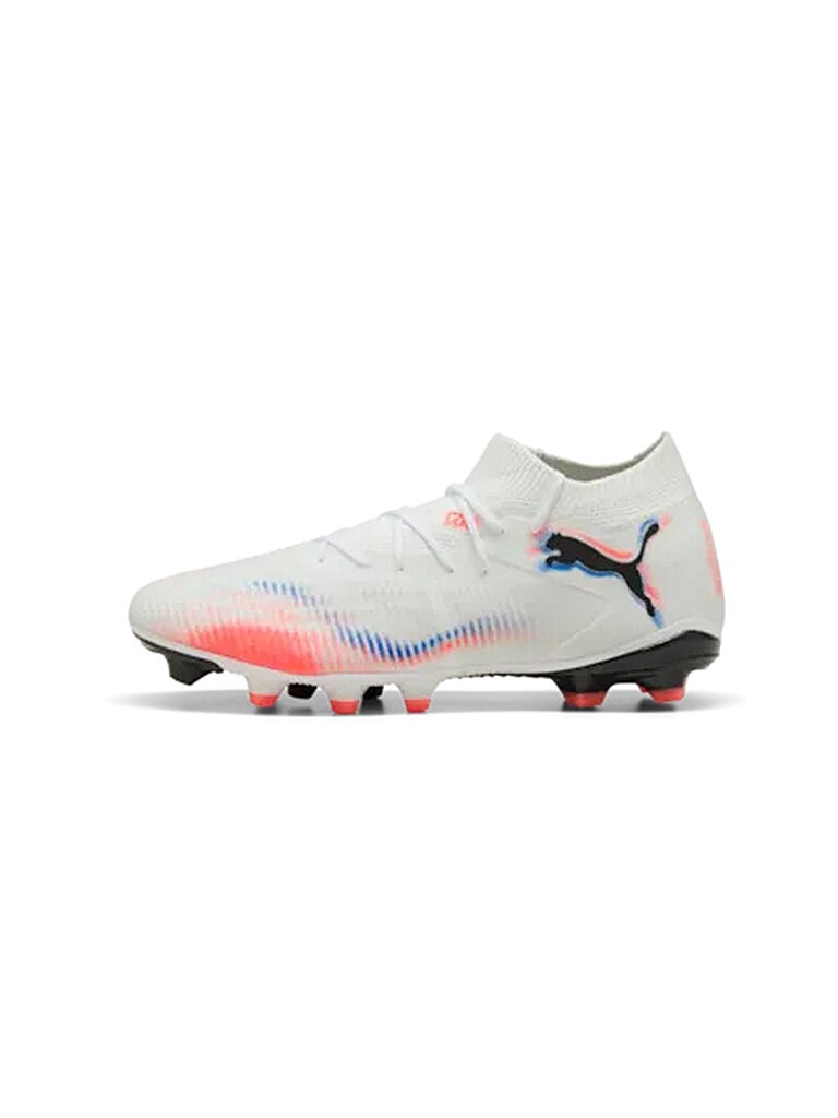 PUMA Chaussures de football Future 8 Match (MG) Blanc Rouge Vif Bleu (39)