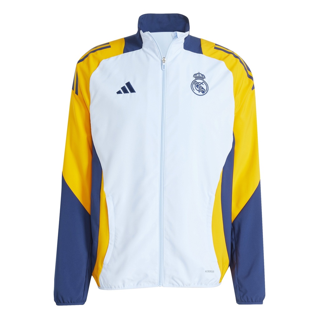 Adidas Real Madrid Présentation Veste d'Entraînement 2024-2025 Bleu Clair Bleu Foncé Jaune