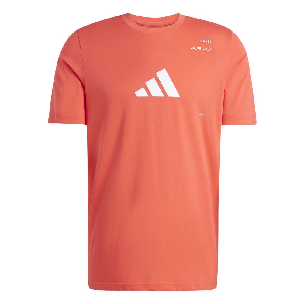 Adidas T-shirt de tennis homme graphique imprimé coton rouge Aeroready