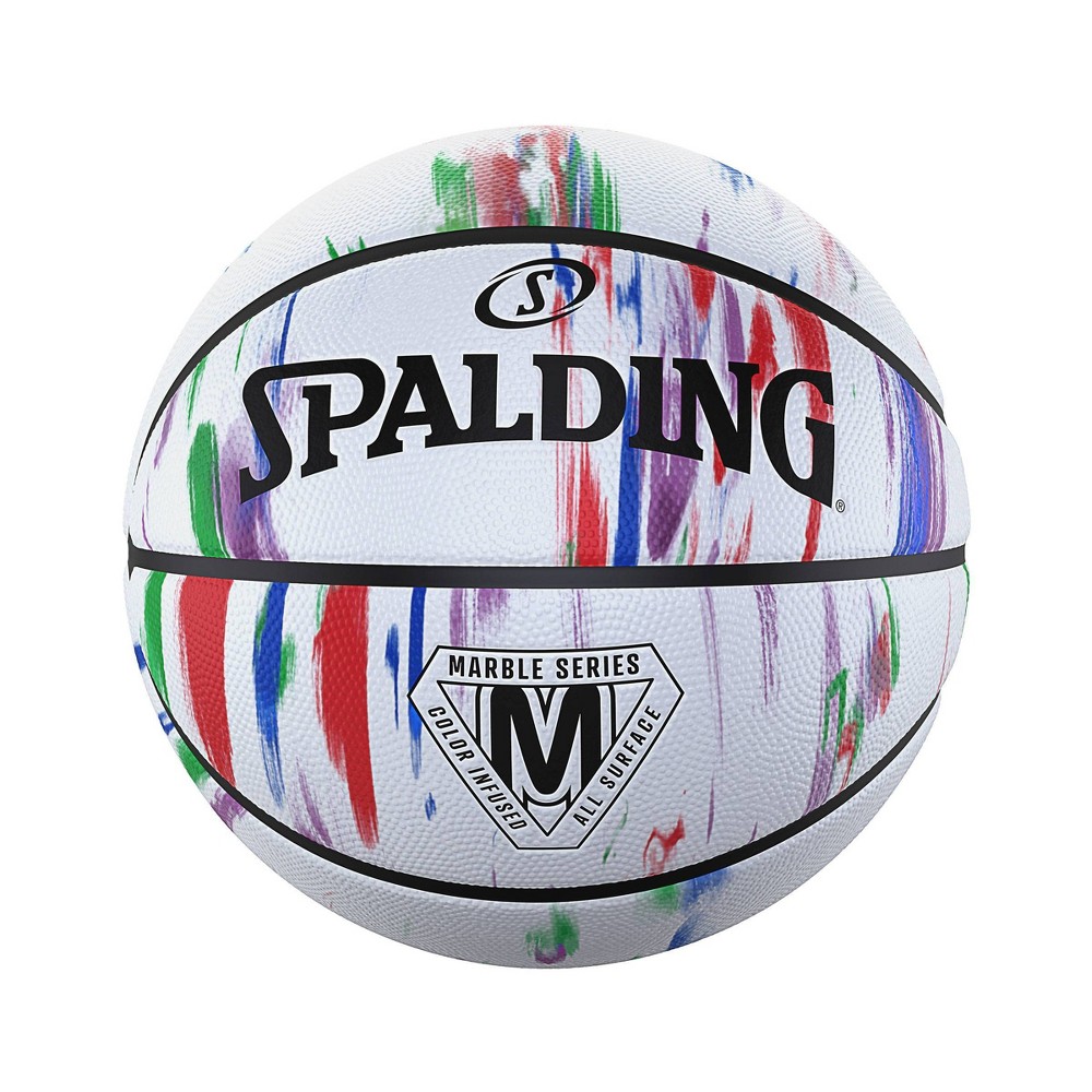 Spalding ballon de basketball Marble Series blanc