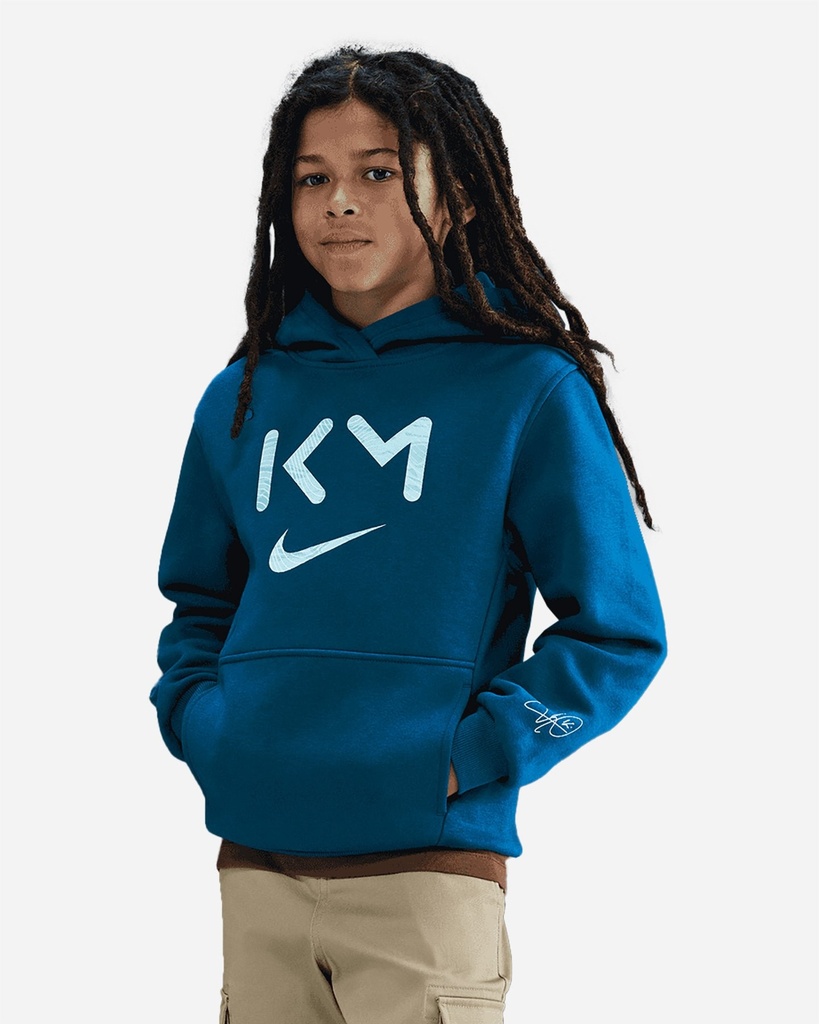 Nike Kylian Mbappe Club Fleece Sweat à Capuche Enfants Bleu canard