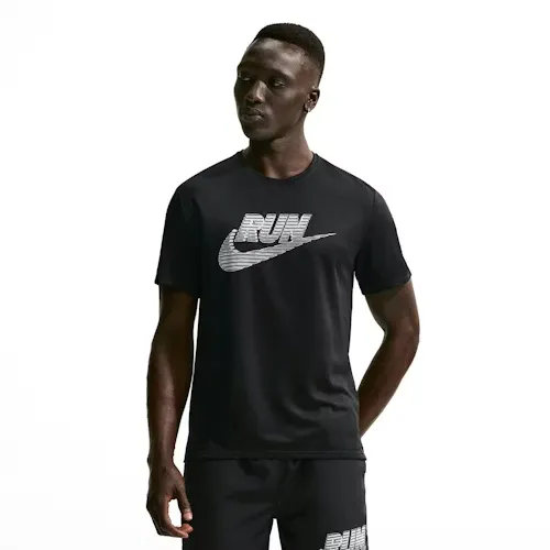 Nike Haut de running Miler Energy Run UV Dri-FIT à manches courtes pour homme noir/blanc