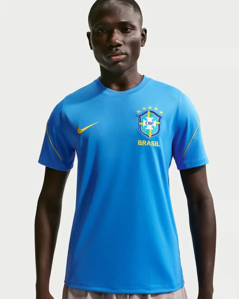 Brésil Strike Haut à manches courtes Nike Football Dri-FIT pour homme