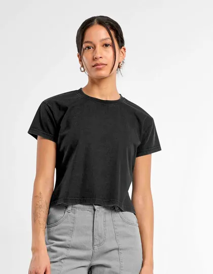 BY305 Build Your Brand Ladies Vintage Cropped Tee