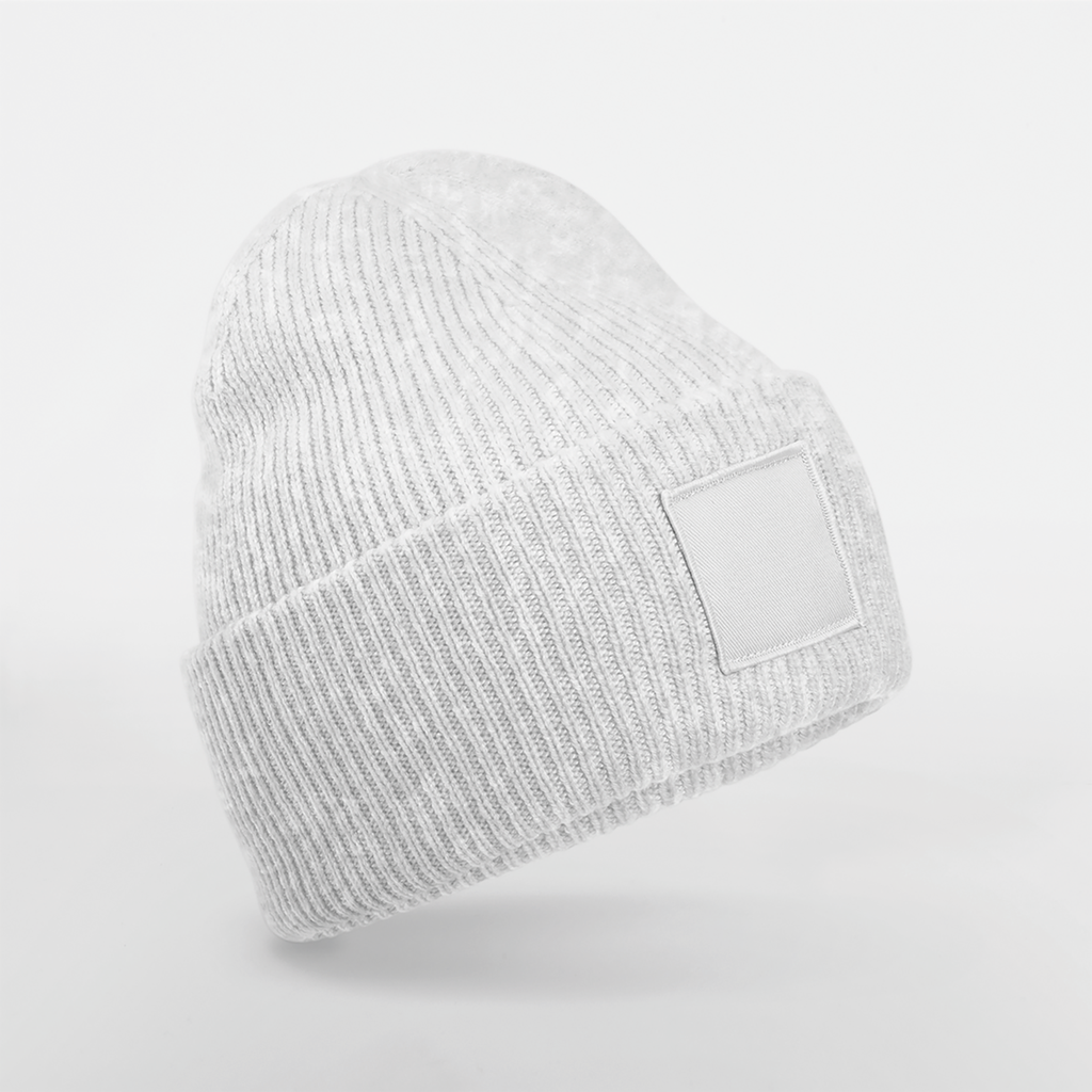 Beechfield® Bonnet à large revers avec patch ton sur ton Cloud Grey (B336R)