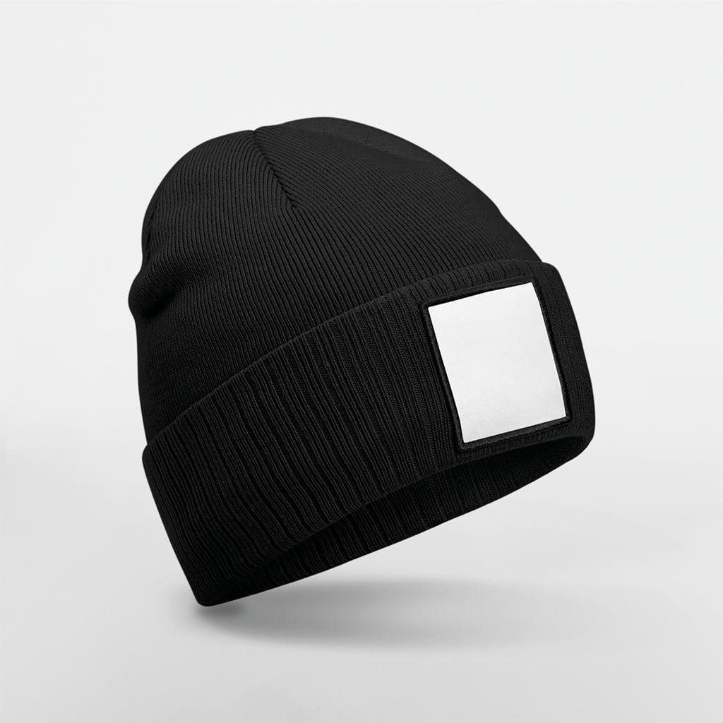 Beechfield® Bonnet à patch appliqué Black/White (B337R)