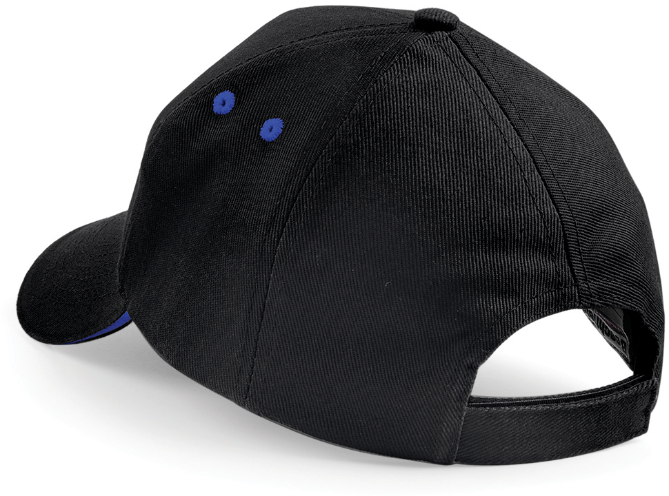Beechfield® Casquette homme Ultimate à 5 panneaux sandwich contrasté Black / Bright Royal (B15C)