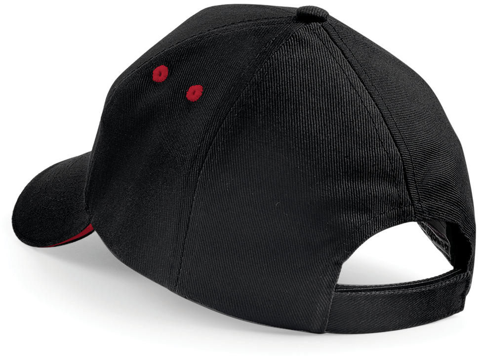 Beechfield® Casquette homme Ultimate à 5 panneaux sandwich contrasté Black / Classic Red (B15C)