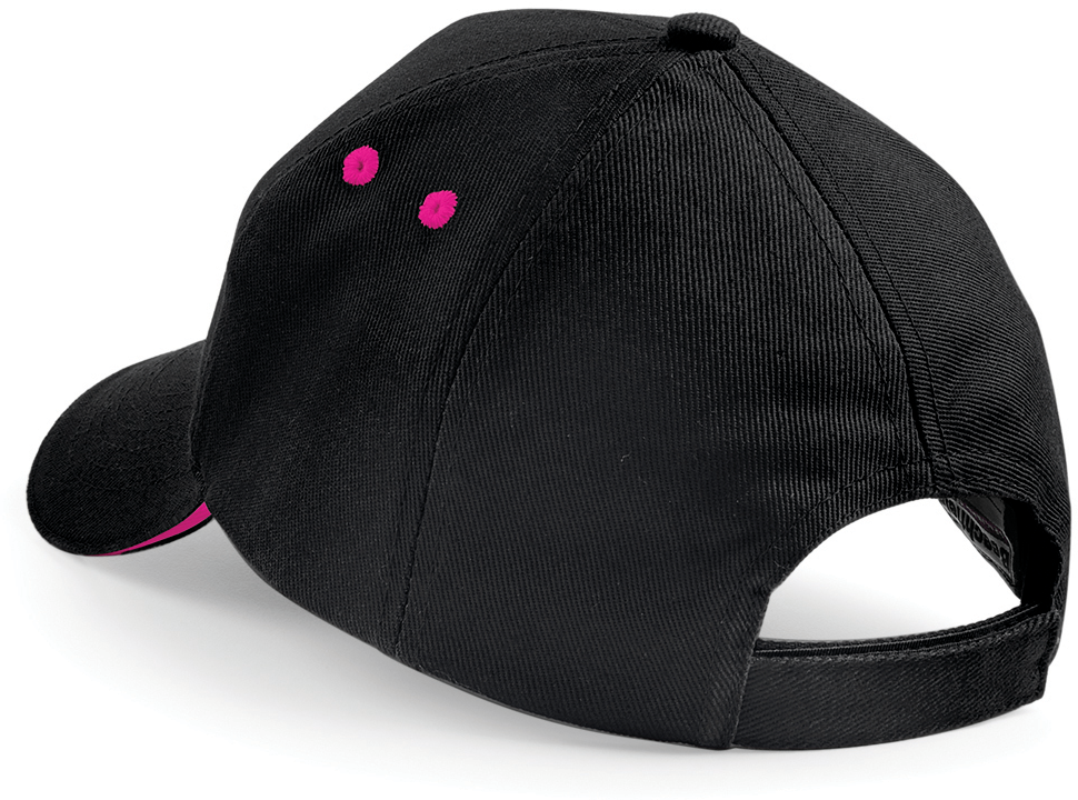 Beechfield® Casquette homme Ultimate à 5 panneaux sandwich contrasté Black / Fuchsia (B15C)
