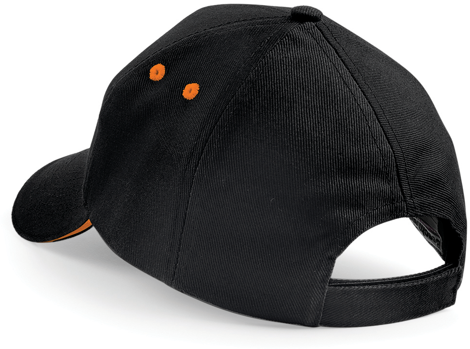 Beechfield® Casquette homme Ultimate à 5 panneaux sandwich contrasté Black / Orange (B15C)