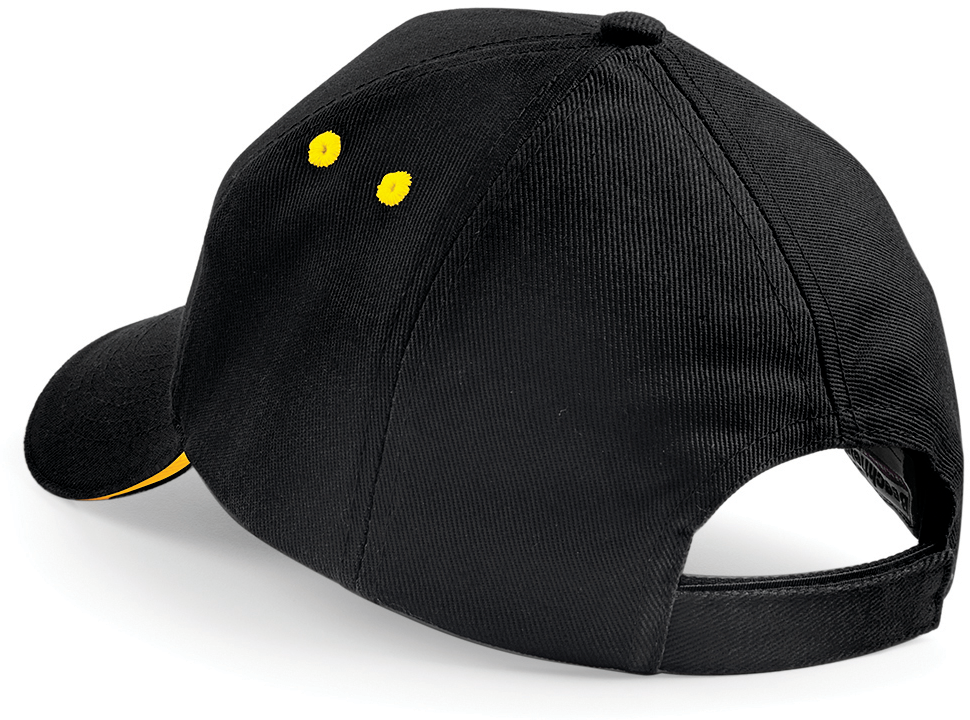 Beechfield® Casquette homme Ultimate à 5 panneaux sandwich contrasté Black / Yellow (B15C)