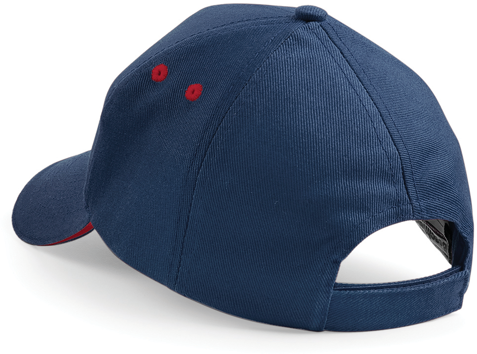 Beechfield® Casquette homme Ultimate à 5 panneaux sandwich contrasté French Navy / Classic Red (B15C)