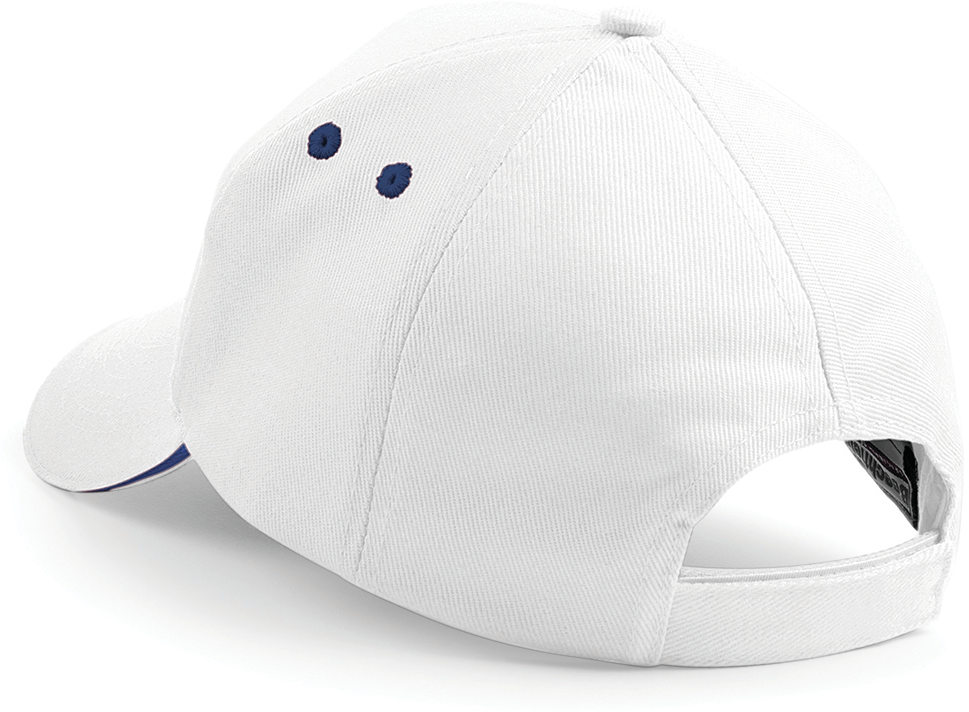Beechfield® Casquette homme Ultimate à 5 panneaux sandwich contrasté White / French Navy (B15C)