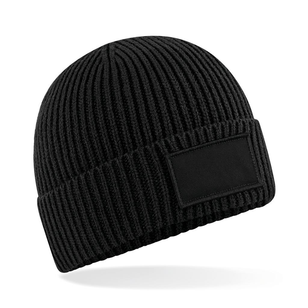 Beechfield® Bonnet tendance à patch Black (B442R)