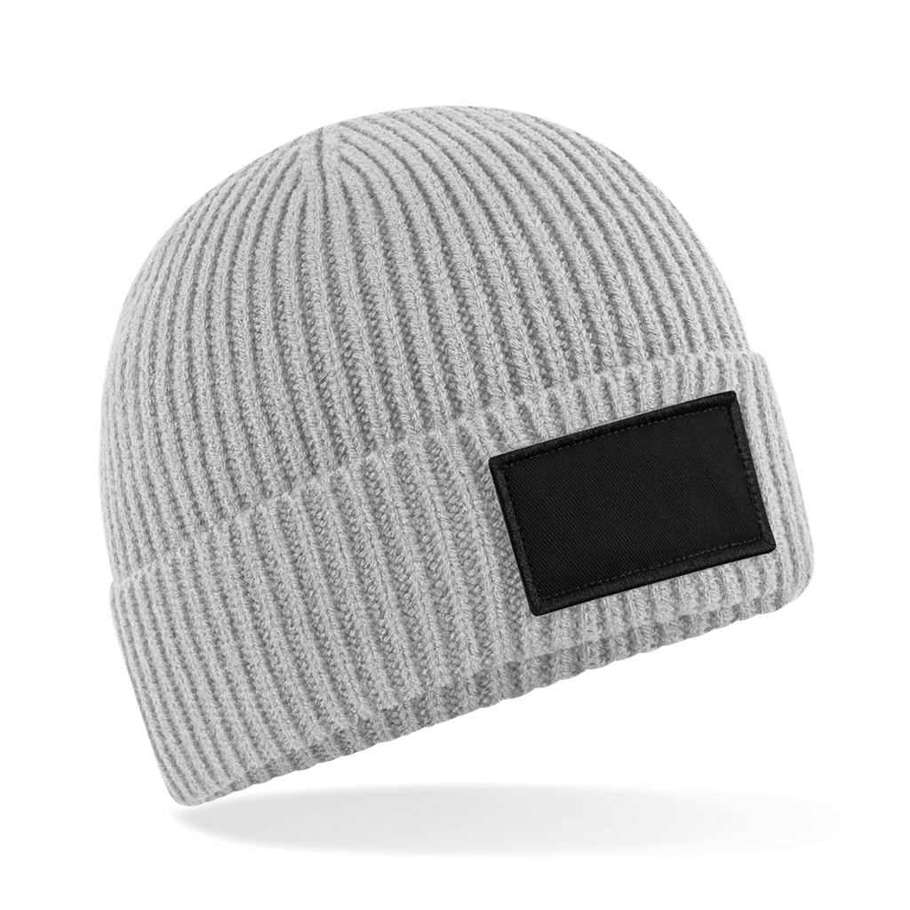 Beechfield® Bonnet tendance à patch Light Grey / Black (B442R)