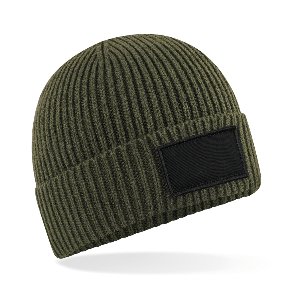 Beechfield® Bonnet tendance à patch Military Green / Black (B442R)