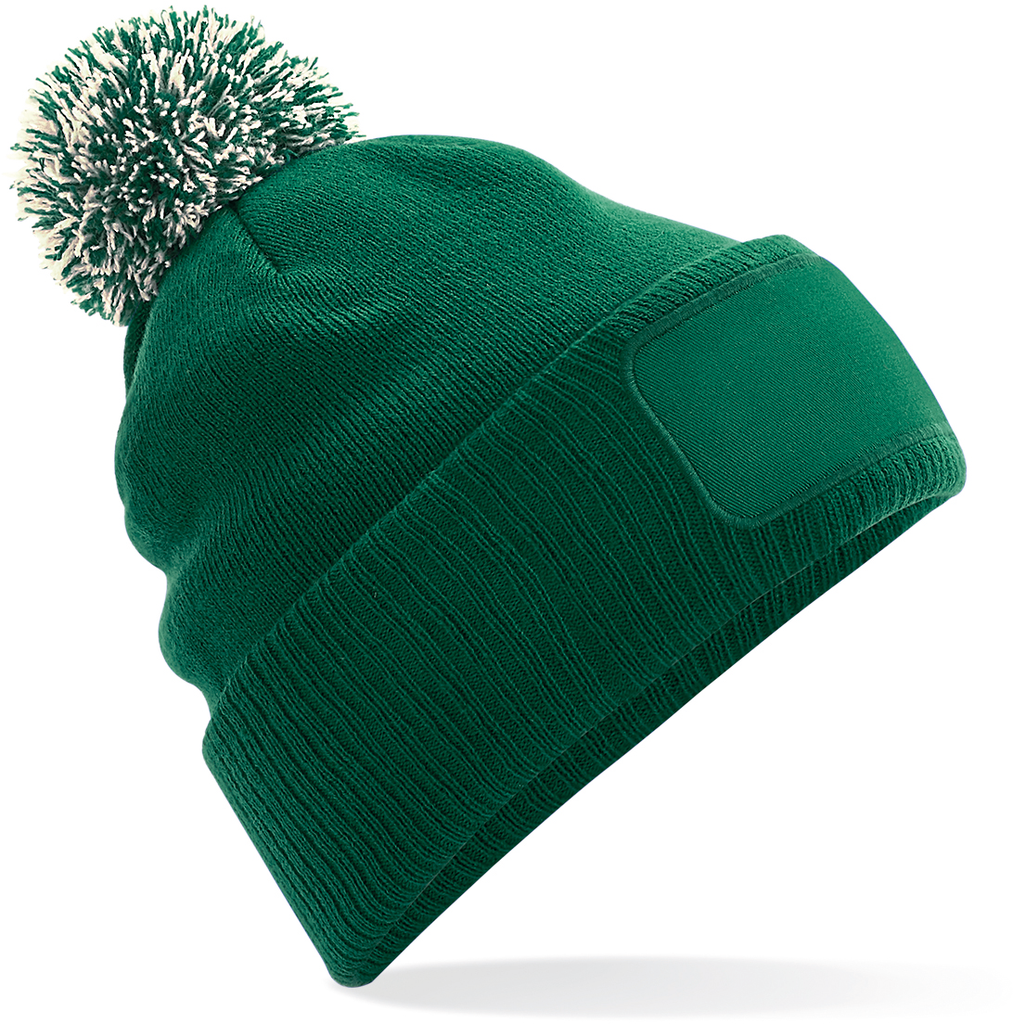 Beechfield® Bonnet à pompon patch Snowstar® Bottle Green / Off White (B443)
