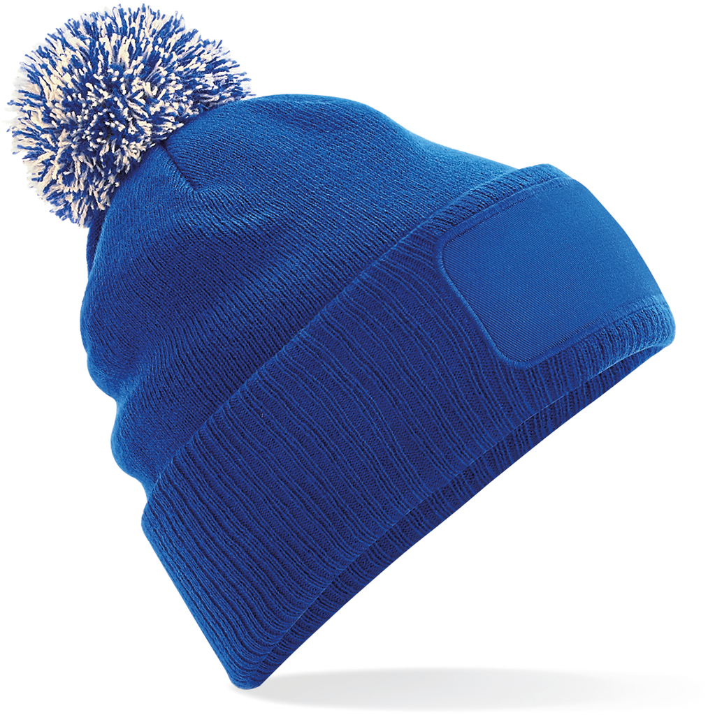 Beechfield® Bonnet à pompon patch Snowstar® Bright Royal / Off White (B443)