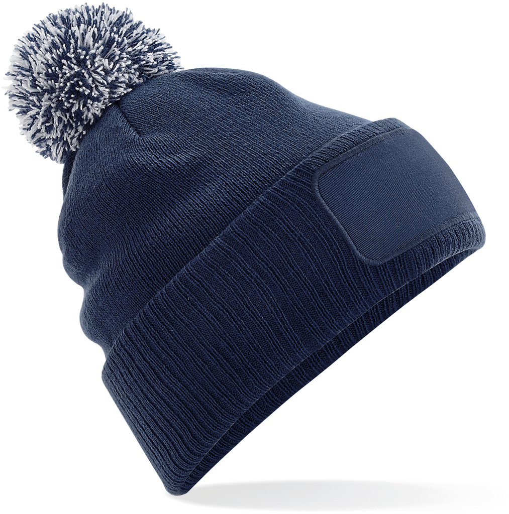 Beechfield® Bonnet à pompon patch Snowstar® French Navy / Light Grey (B443)