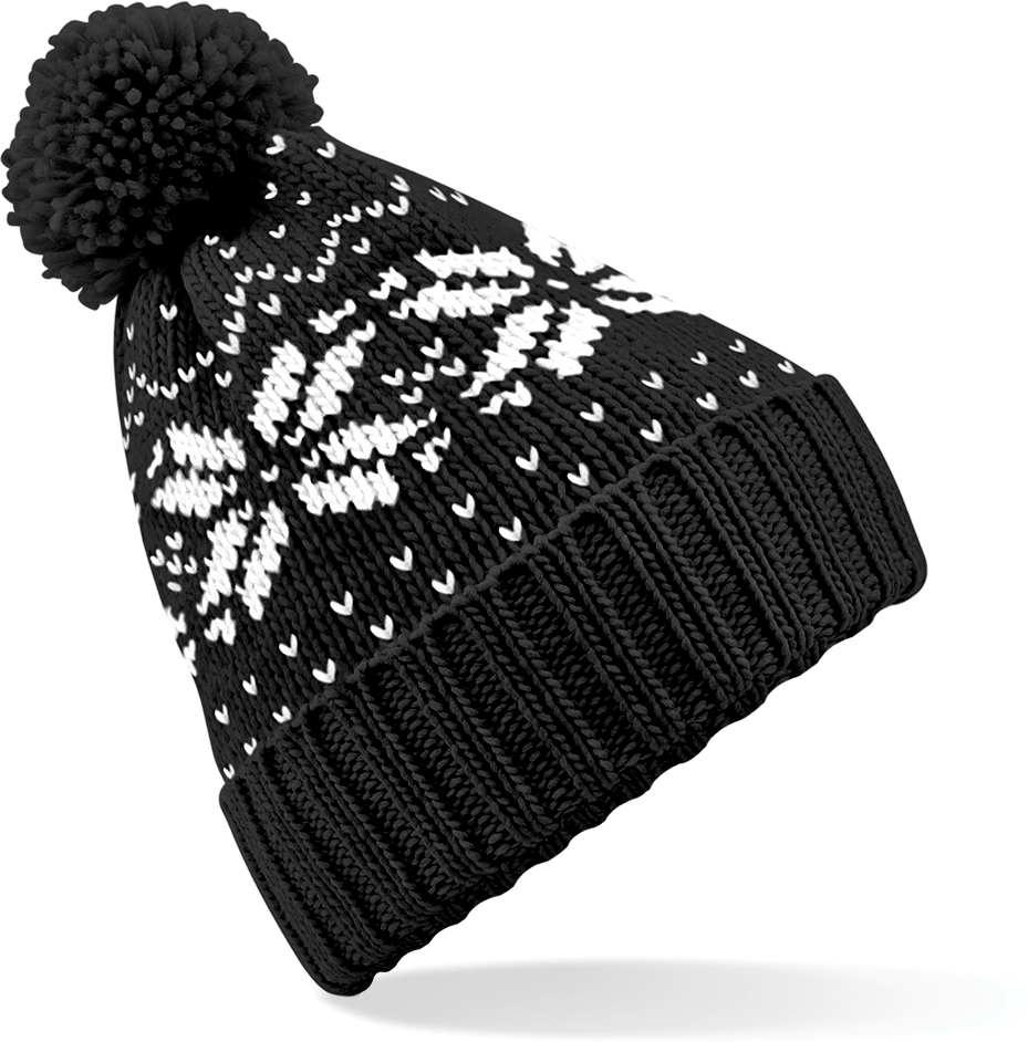 Beechfield® Bonnet Snowstar® jacquard Black / White (B456)
