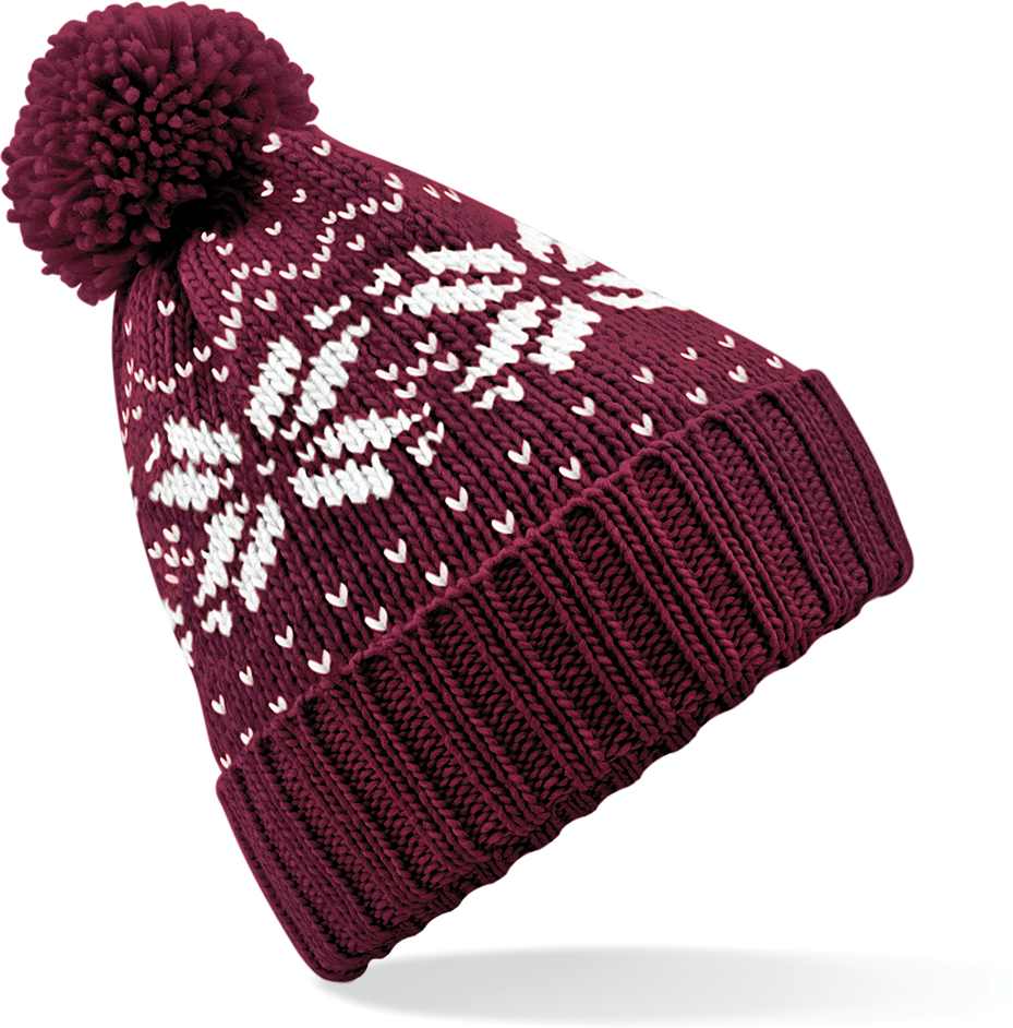 Beechfield® Bonnet Snowstar® jacquard Burgundy / White (B456)