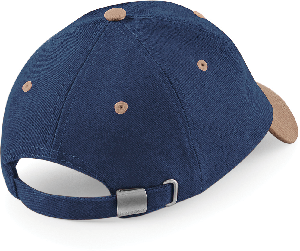 Beechfield® Casquette homme profil bas en coton brossé - 6 panneaux French Navy / Taupe (B57)
