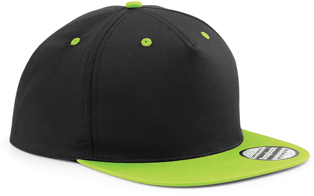 Beechfield® Casquette Snapback contrastée - 5 panneaux Black / Lime Green (B610C)