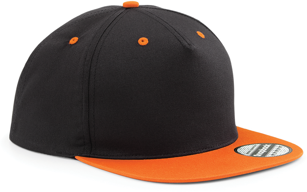 Beechfield® Casquette Snapback contrastée - 5 panneaux Black / Orange (B610C)