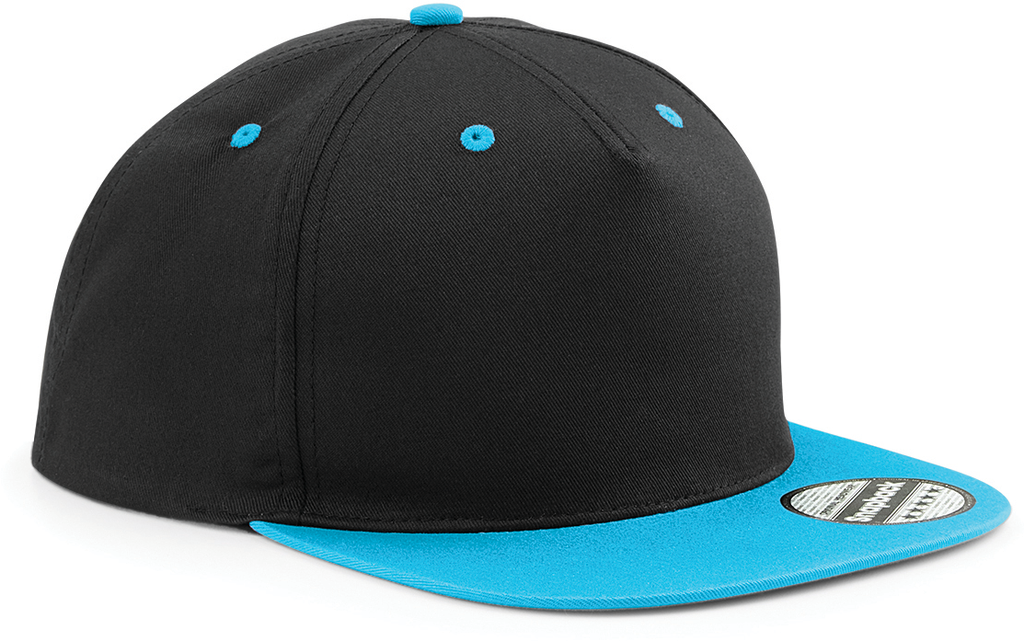 Beechfield® Casquette Snapback contrastée - 5 panneaux Black / Surf Blue (B610C)