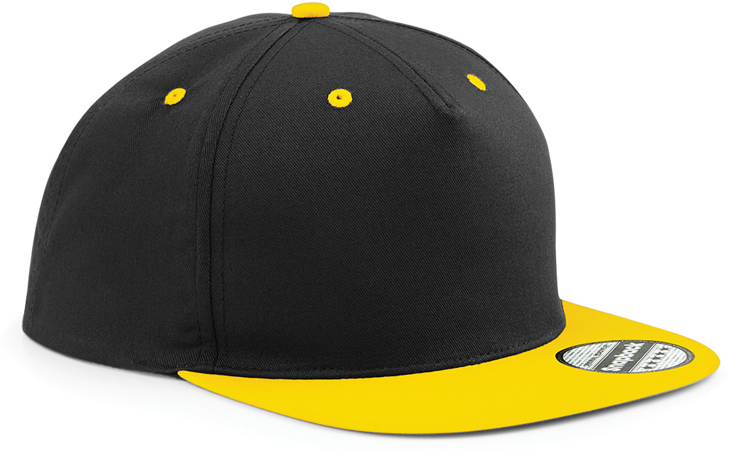 Beechfield® Casquette Snapback contrastée - 5 panneaux Black / Yellow (B610C)