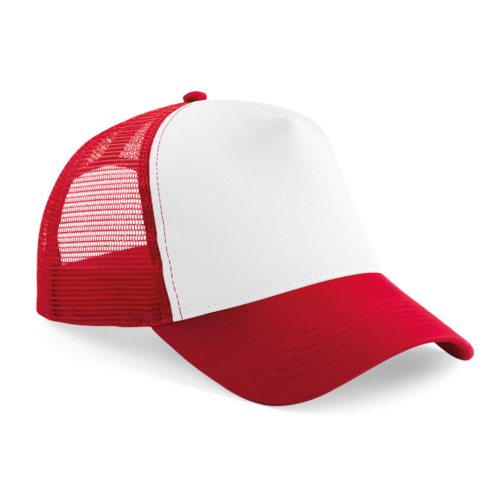 Beechfield® Casquette filet junior réglable à l'arrière Classic Red / White (B640B)
