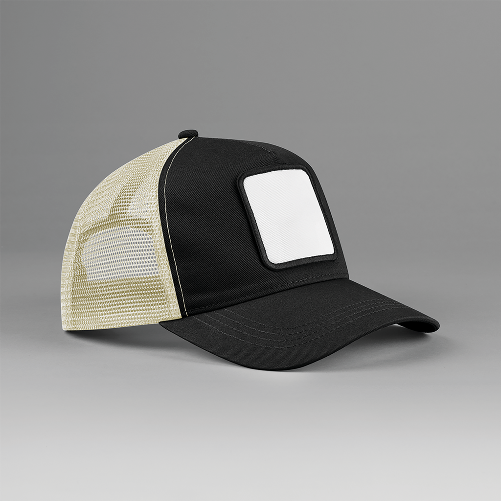 Beechfield® Casquette trucker 5 panneaux avec patch carré Black/Stone (B636)