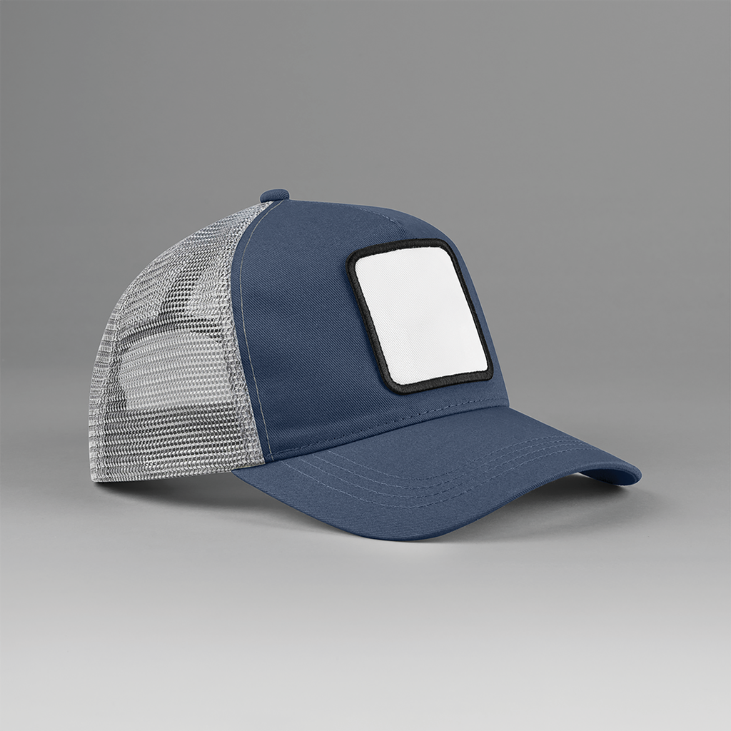 Beechfield® Casquette trucker 5 panneaux avec patch carré Slate Blue/Light Grey (B636)