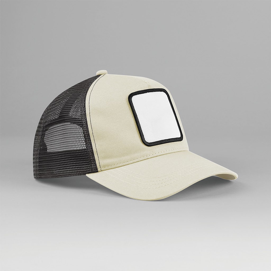 Beechfield® Casquette trucker 5 panneaux avec patch carré Stone/Shadow Grey (B636)