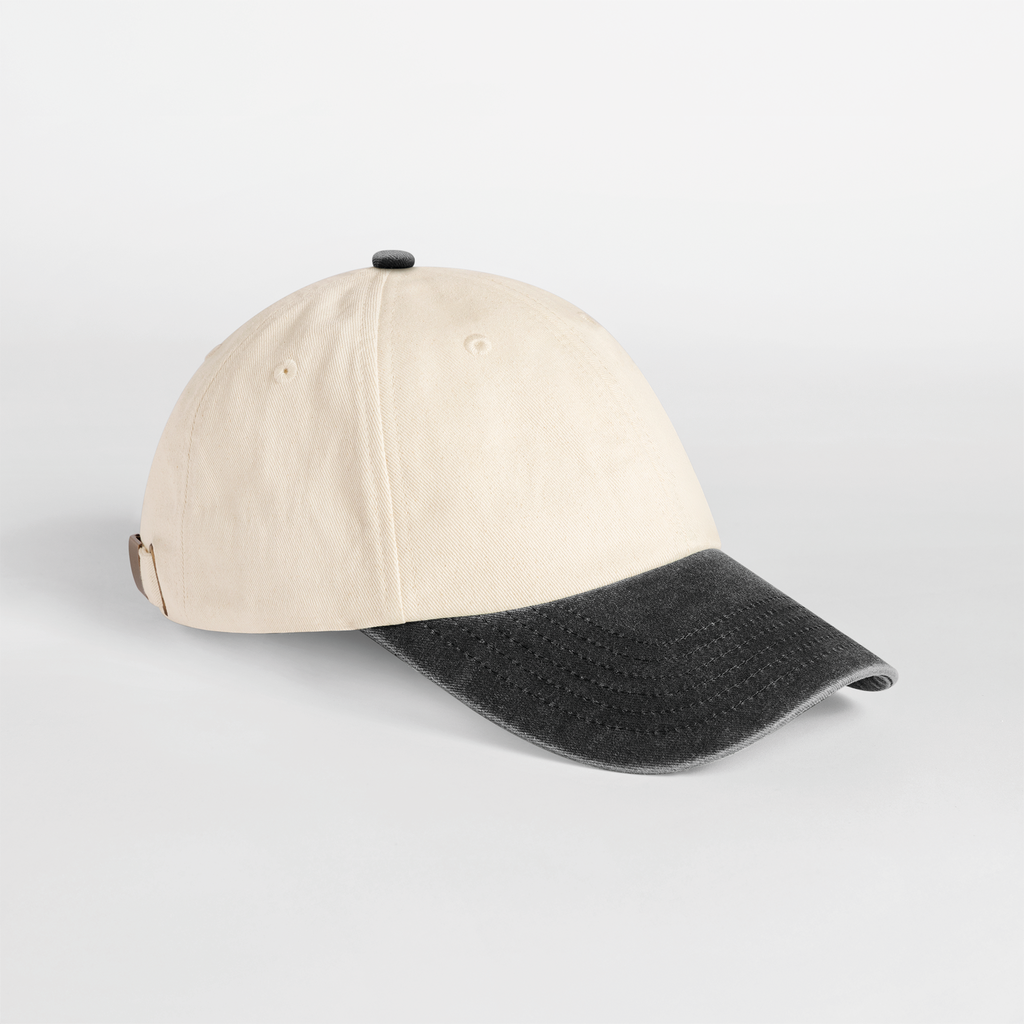 Beechfield® Casquette vintage compacte visière contrastée Natural / Vintage Black (B673)