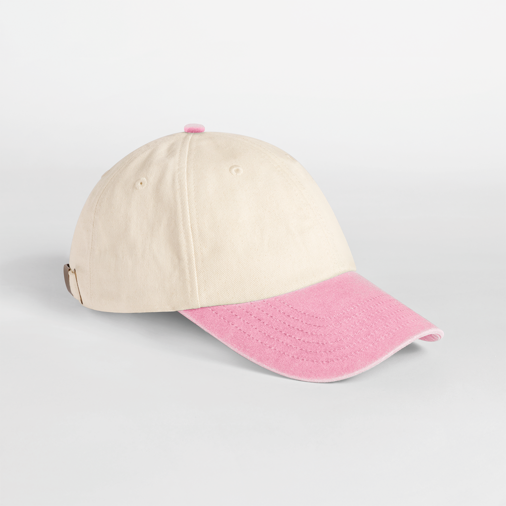 Beechfield® Casquette vintage compacte visière contrastée Natural / Vintage Dusty Pink (B673)