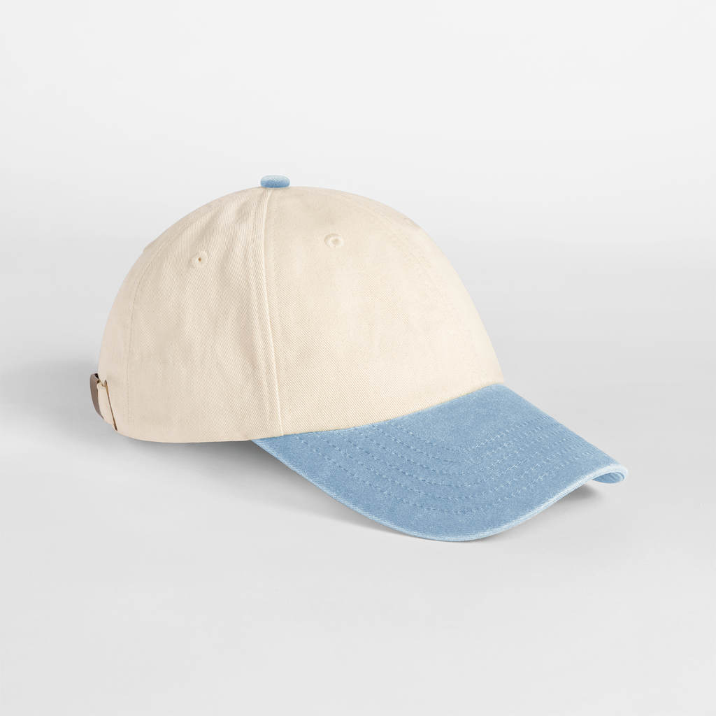 Beechfield® Casquette vintage compacte visière contrastée Natural / Vintage Light Blue (B673)