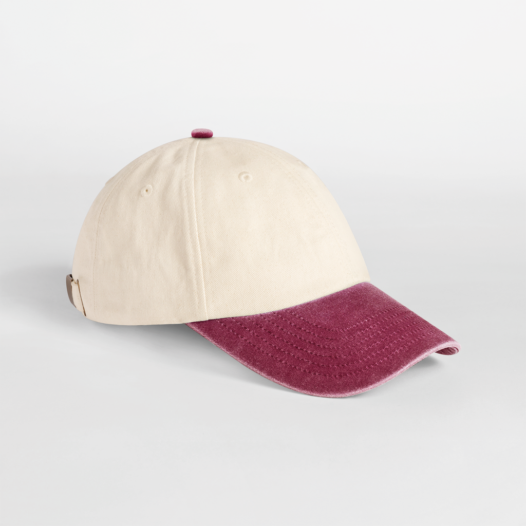 Beechfield® Casquette vintage compacte visière contrastée Natural / Vintage Red (B673)