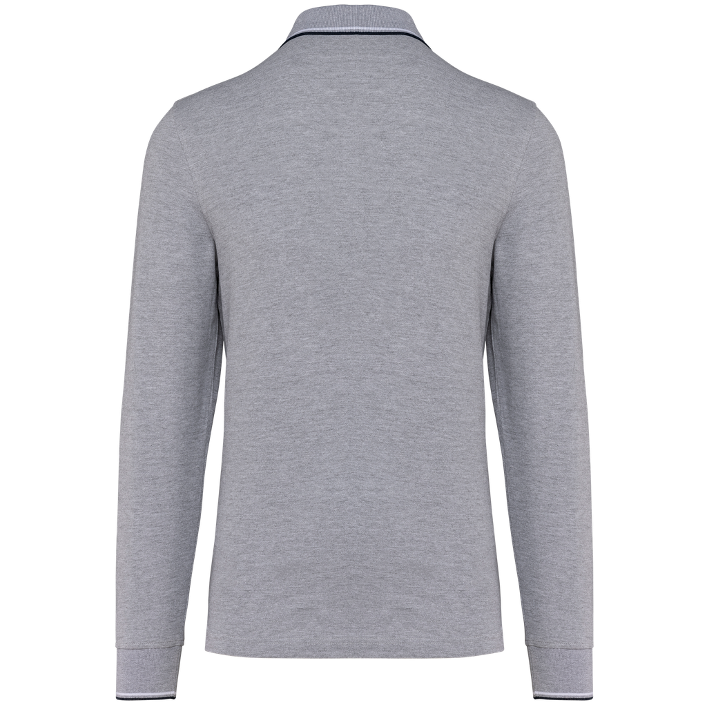 Kariban Polo maille piquée manches longues homme Oxford Grey / Navy / White (K280)