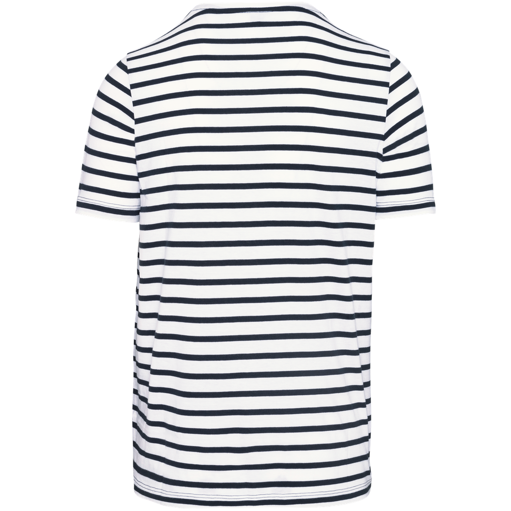 Kariban T-shirt rayé marin avec poche manches courtes homme White / Navy Stripes (K378)