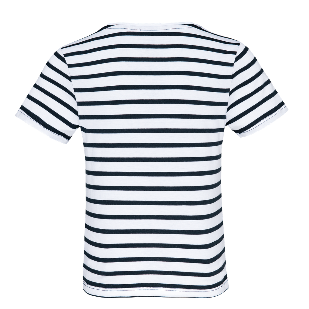Kariban T-shirt rayé marin avec poche manches courtes enfant White / Navy Stripes (K379)