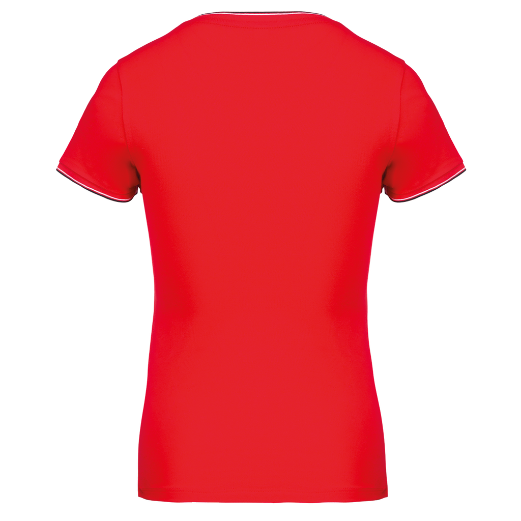 Kariban T-shirt maille piquée col V femme Red / Navy / White (K394)
