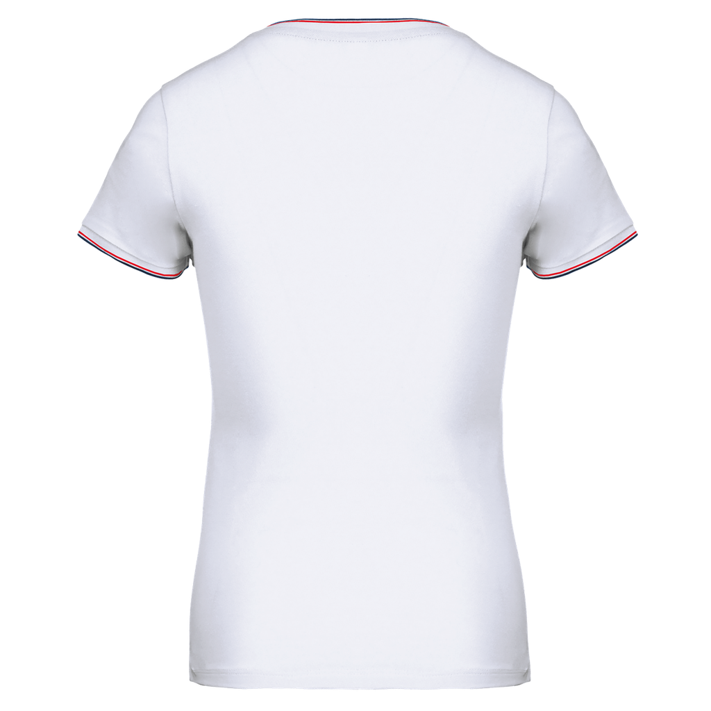 Kariban T-shirt maille piquée col V femme White / Navy / Red (K394)