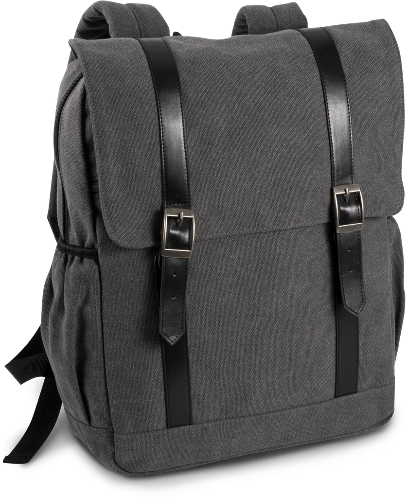 Kimood Sac à dos en toile à rabat Washed Dark Grey (KI0143)