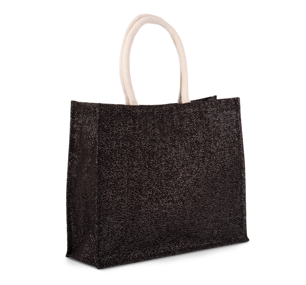 Kimood Sac de plage en jute Black / Silver (KI0219)