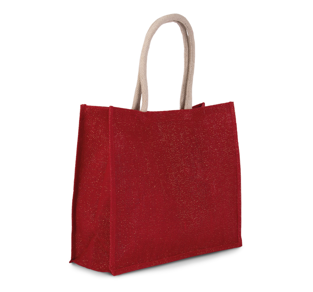 Kimood Sac de plage en jute Cherry Red / Gold (KI0219)
