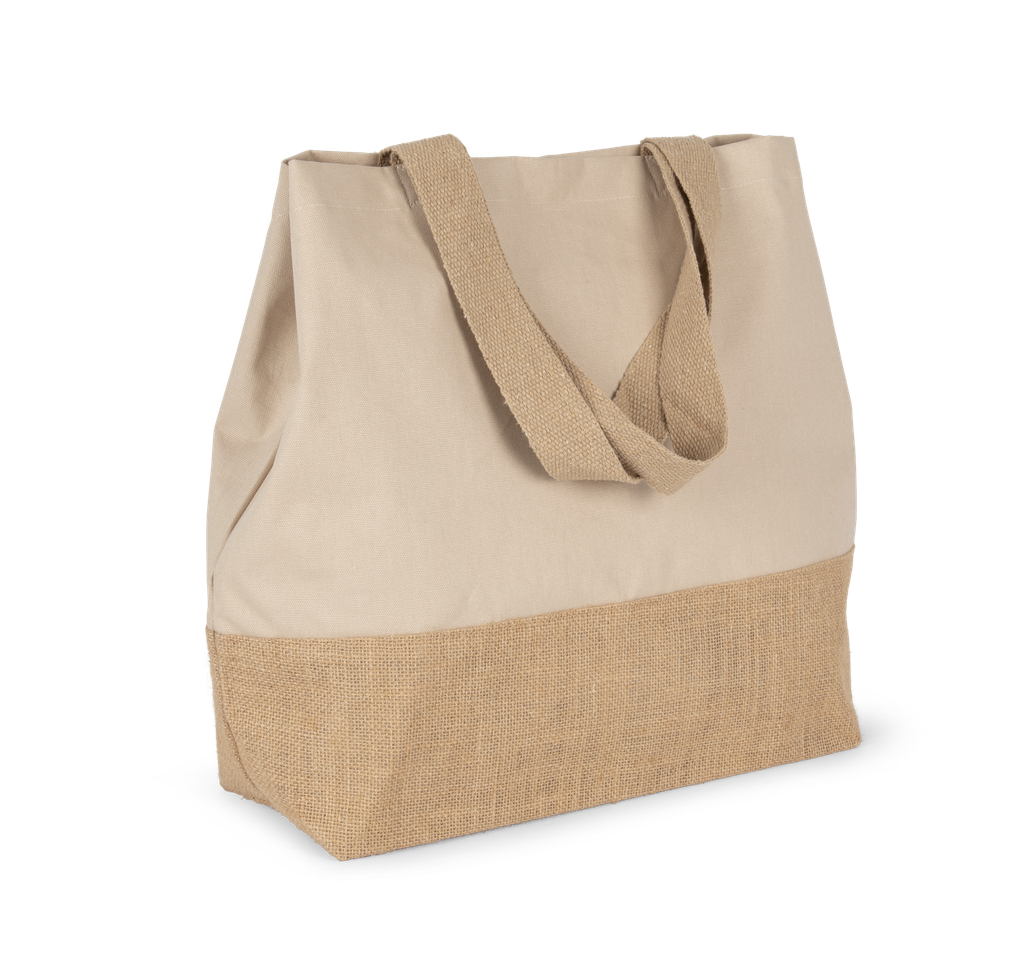 Kimood Sac shopping en toiles de coton et jute Light Sand / Natural (KI0235)