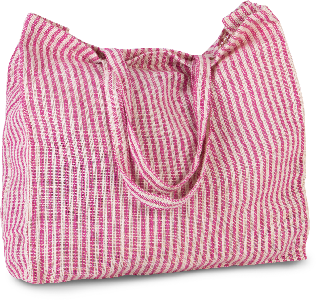 Kimood Sac shopping à rayures en juco Magenta / Natural (KI0236)